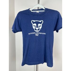 Vintage Penn State University Lion National Champions Blue Single Stitch Shirt M
